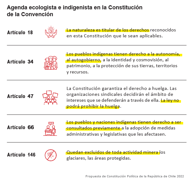 recuadro de agenda ecologista e indígena Constitución de la Convención